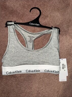 Calvin Klein Heather Grey Logo Elastic Band Bralette NEW XS bralette